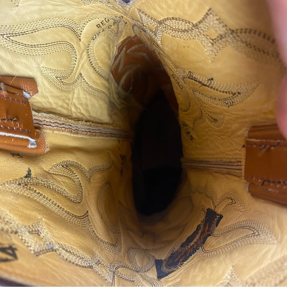 Vintage Tony Lama Brown Tan Snakeskin Python Cowboy Western Boots 0410 8.5B - Picture 5 of 16